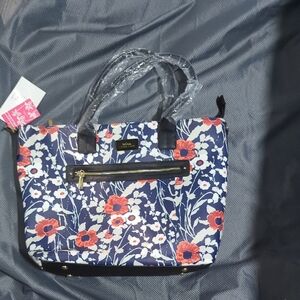 Trina Turk Blue and Red Floral Tote